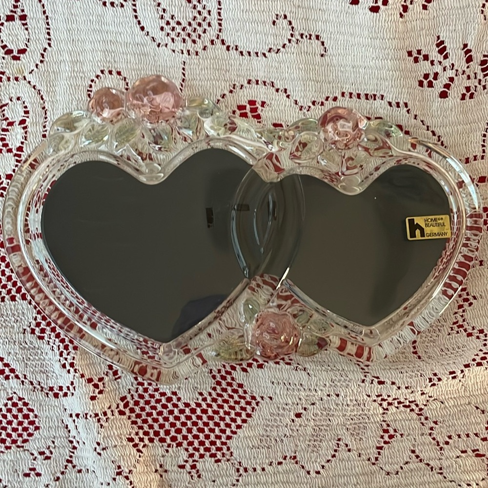 Double Heart Glass Hanging Photo Frame